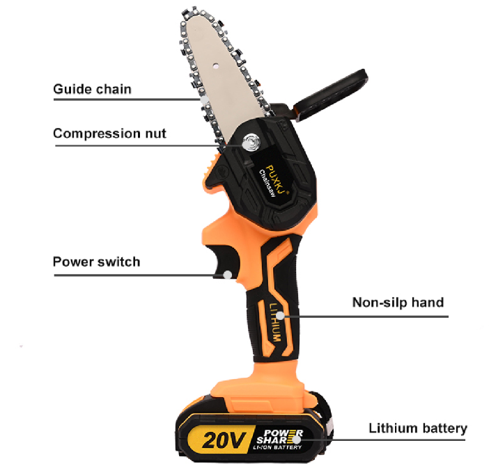 Cordless Chain Saw  4" 20 V with 2 batteries - BAS Kuwait