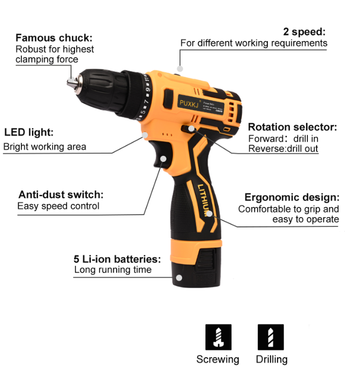 Cordless Drill 18 V With 2 Batteries - Power tools BAS Kuwait