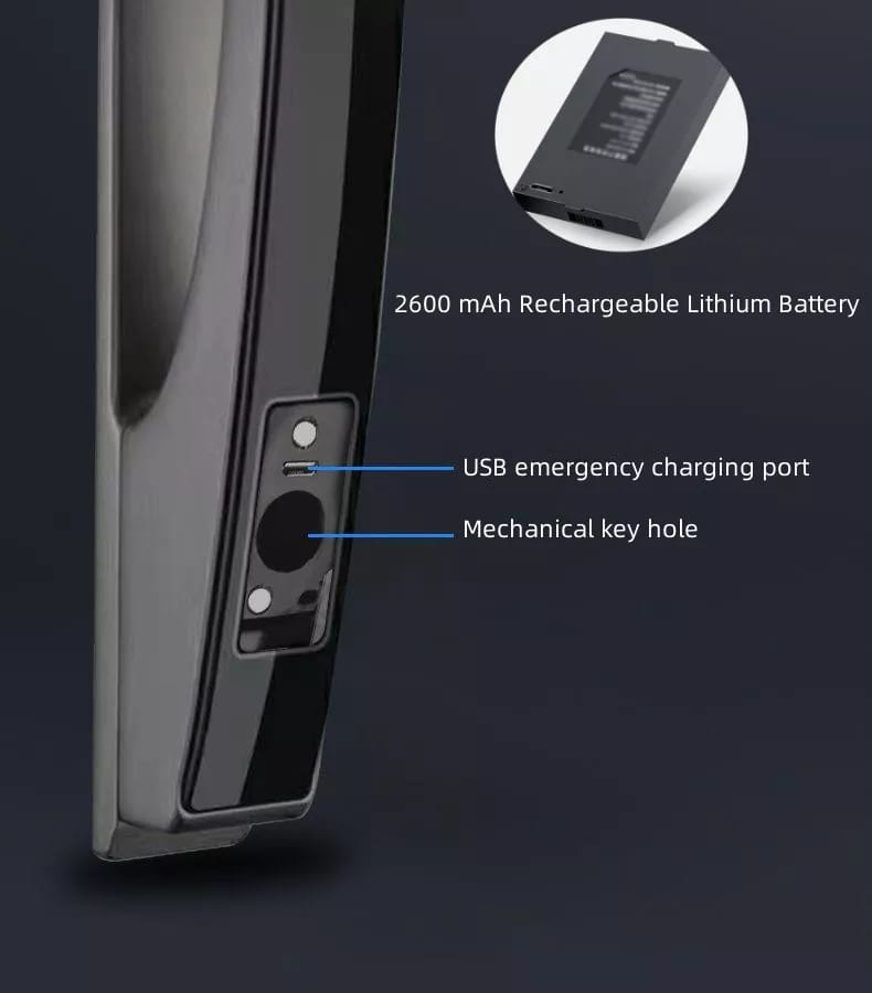 Smart Lock J03 - Keyless Entry - Fingerprint, Pass code, key card, Mobile App (Wifi & Bluetooth) Rechargeable Battery  - BAS Kuwait